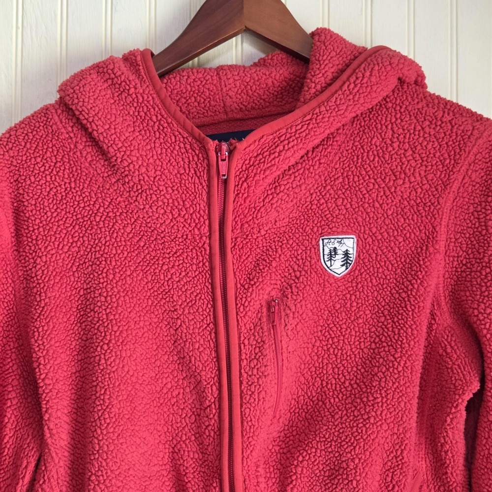 American Eagle Outfitters Jacket Womens Large Pink Sherpa Fleece Full Zip Hooded